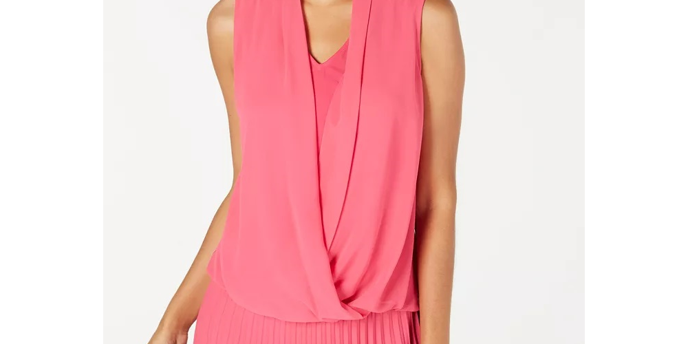Alfani Women's Sleeveless Draped Front Top Pink Size Petite Small