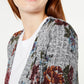 BCX Junior's Printed Rib Knit Duster Cardigan Gray floral Size X-Small