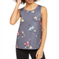 Ideology Women's Floral Print Mesh Back Tank Top Grey  Size XXL