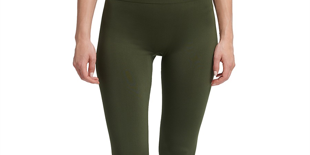 DKNY Women's Gymnastics Leggings Net Ankle High Waist Leggings Green Size XL