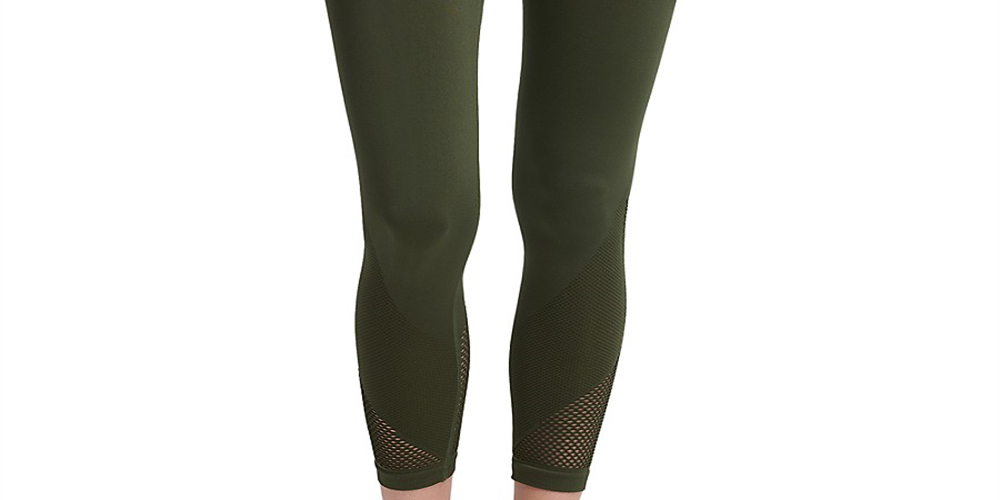DKNY Women's Gymnastics Leggings Net Ankle High Waist Leggings Green Size XL