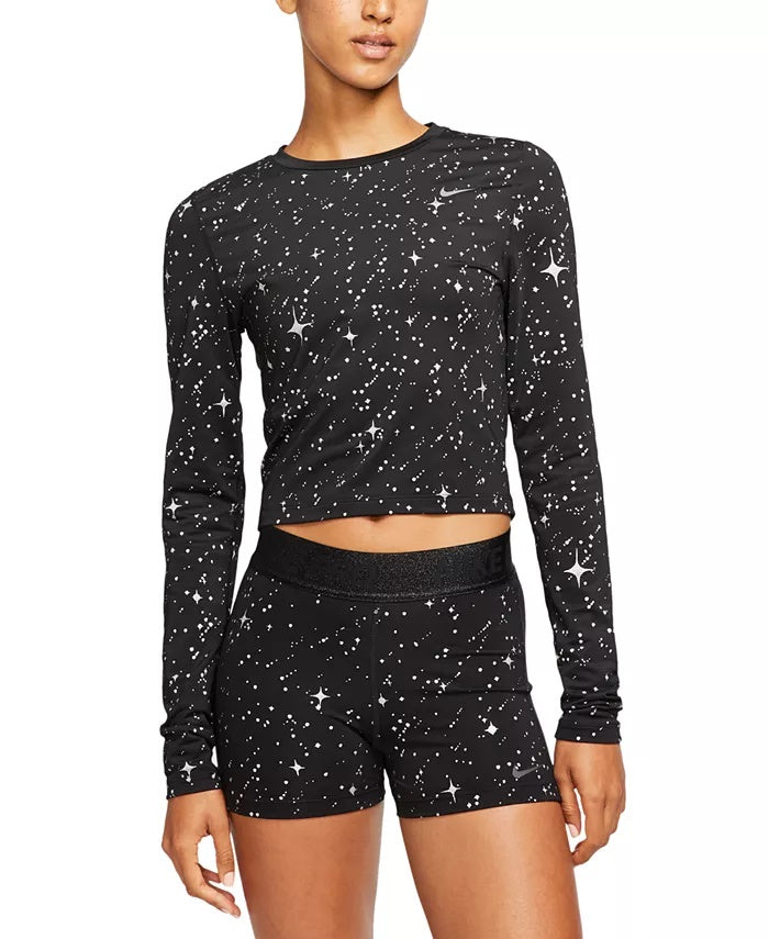 Nike Women's Starry Night Fitness Training Crop Top Charcoal Size X-Small