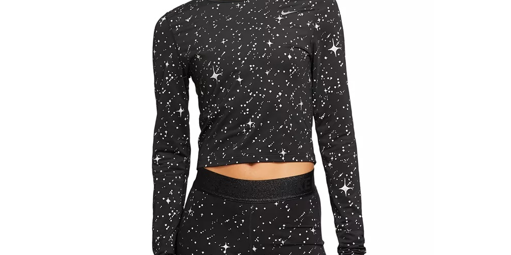 Nike Women's Starry Night Fitness Training Crop Top Charcoal Size X-Small