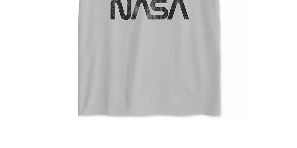 Jem Collective Men's Nasa Retro Shuttle Graphic Short Sleeve T-Shirt Silver Size Large