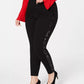 INC International Concepts Women's Plus Sequin Varsity Stripe Ponte Knit Pants Black Size 14W