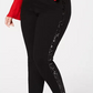 INC International Concepts Women's Plus Sequin Varsity Stripe Ponte Knit Pants Black Size 14W