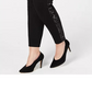 INC International Concepts Women's Plus Sequin Varsity Stripe Ponte Knit Pants Black Size 14W