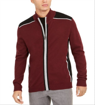 Alfani Men's Classic Fit Colorblocked Full Zip Cardigan Red Size X-Large