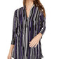 Alfani Women's Printed Split Neck Tunic Top Purple Size X-Small