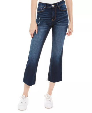 Indigo Rein Junior's Ripped Cropped Flare Leg Jeans Blue Size 3