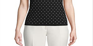 Anne Klein Women's Printed Sleeveless Sweater Black Size X-Small