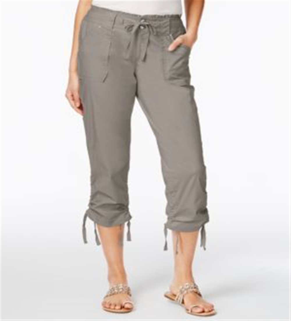 INC International Concepts Women's Curvy fit Cropped Cargo Pants Gray Size 10