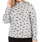Karen Scott Women's Plus Cat Print Mock Neck Top Gray Size 0X