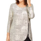 JM Collection Women's Space Dyed Embellished Zipper Top Gold  Size Petite L