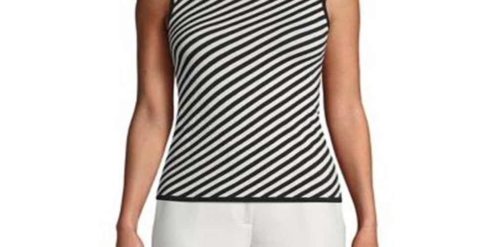 Anne Klein Women's Sleeveless Stripe Tank Top Black Size -XS