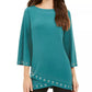 JM Collection Women's Grommet Crossover Hem Top Green Size X-Small
