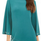 JM Collection Women's Grommet Crossover Hem Top Green Size X-Small
