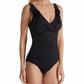 Ralph Lauren Women's Ruffle V Neck One Piece Swimsuits Black Size 6