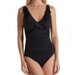 Ralph Lauren Women's Ruffle V Neck One Piece Swimsuits Black Size 6