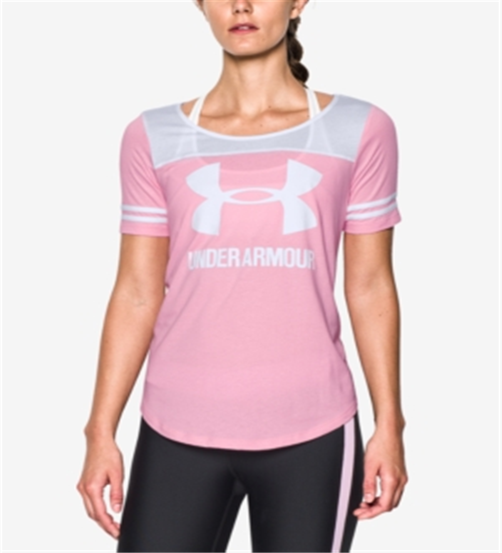 Under Armour Women's Colorblocked Jersey T-Shirt -Pink Size XL