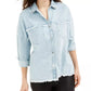 Guess Women's Parisian Frayed Edge Denim Shirt Blue Size X-Small