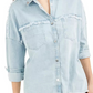 Guess Women's Parisian Frayed Edge Denim Shirt Blue Size X-Small