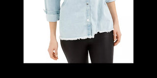 Guess Women's Parisian Frayed Edge Denim Shirt Blue Size X-Small