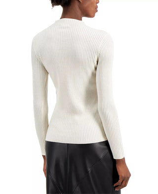 Alfani Women's Beaded Ribbed Sweater White Size Large