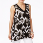Alfani Women's Printed Sleeveless Handkerchief-hem Top Black  Size Petite