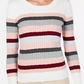 Karen Scott Women's Striped Cotton Cable Knit Sweater White/pink Size PL