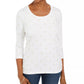 Karen Scott Women's Glitter Star Print Shirt White Size PL