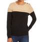 Charter Club Women's Metallic Colorblocked Crewneck Sweater Beige Size X-Large