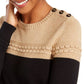 Charter Club Women's Metallic Colorblocked Crewneck Sweater Beige Size X-Large