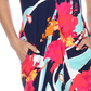 White Mark Women's Printed Shirt Dress Navy/Pink Size Medium