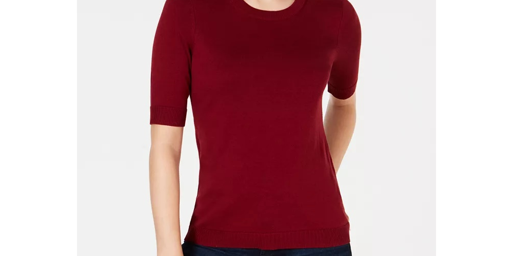 Charter Club Women's Button Shoulder Sweater Wine Size Large