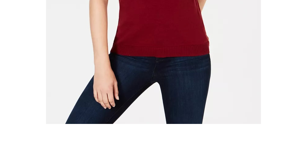 Charter Club Women's Button Shoulder Sweater Wine Size Large