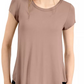 Alfani Women's Satin Trim High Low T-Shirt Brown Size Medium