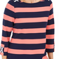 Charter Club Women's Grommet Trim Striped Top Coral  Size X-Large