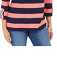 Charter Club Women's Grommet Trim Striped Top Coral  Size X-Large