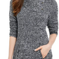 Style & Co Women's Envelope Neck Kangaroo Pocket Knit Sweater Black/White Size Small
