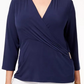 Charter Club Women's Plus Faux Wrap Hardware Top Berry  Size 0X