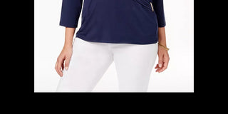 Charter Club Women's Plus Faux Wrap Hardware Top Berry  Size 0X