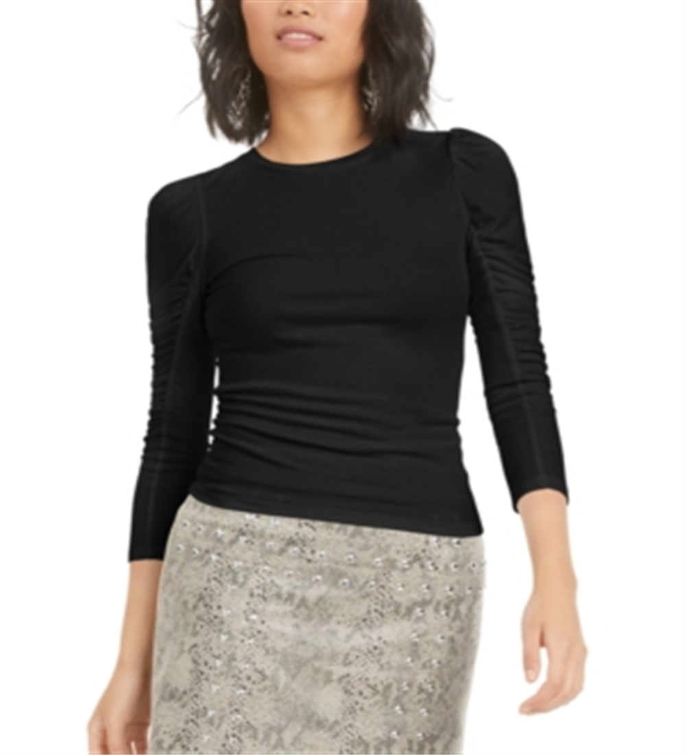 Bar III Women's Puffed Pullover Blouse Style Black  Size Large