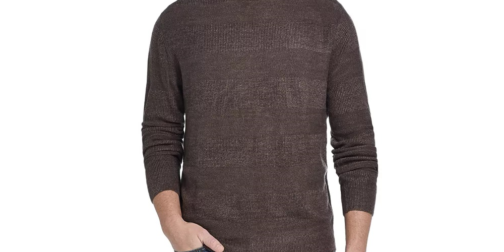 Weatherproof Vintage Men's Soft Touch Striped Sweater Green  Size Small