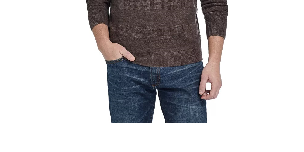 Weatherproof Vintage Men's Soft Touch Striped Sweater Green  Size Small