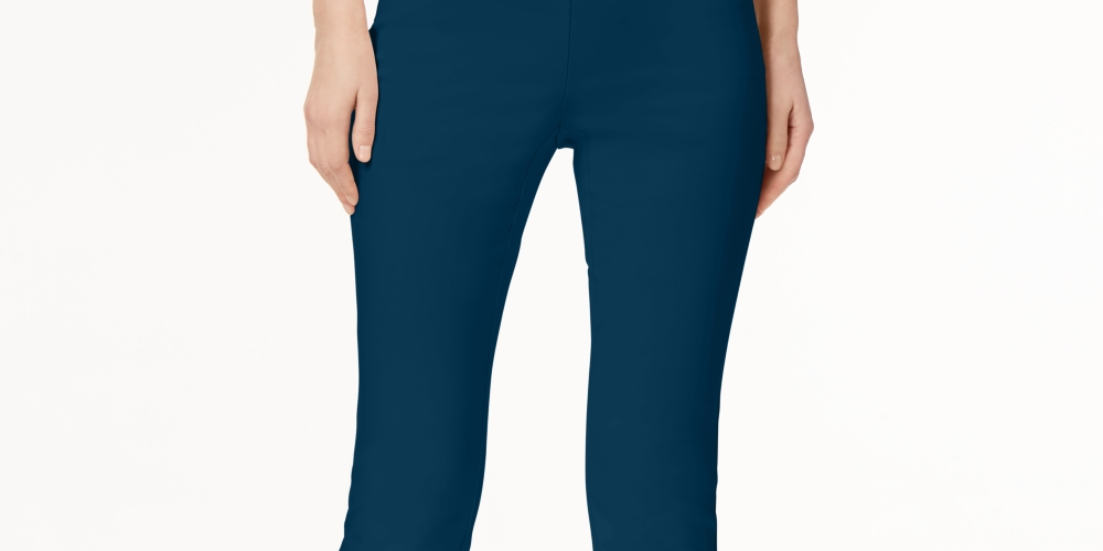 Alfani Women's Tummy Control Pull On Skinny Pants Blue Size 4