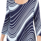 JM Collection Women's Swirl Print 3/4 Sleeve T-Shirt Purple /Blue  Size X-Small