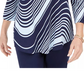 JM Collection Women's Swirl Print 3/4 Sleeve T-Shirt Purple /Blue  Size X-Small
