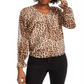 Maison Jules Women's Plus Knit Leopard Print Blouse Brown Size XX-Large
