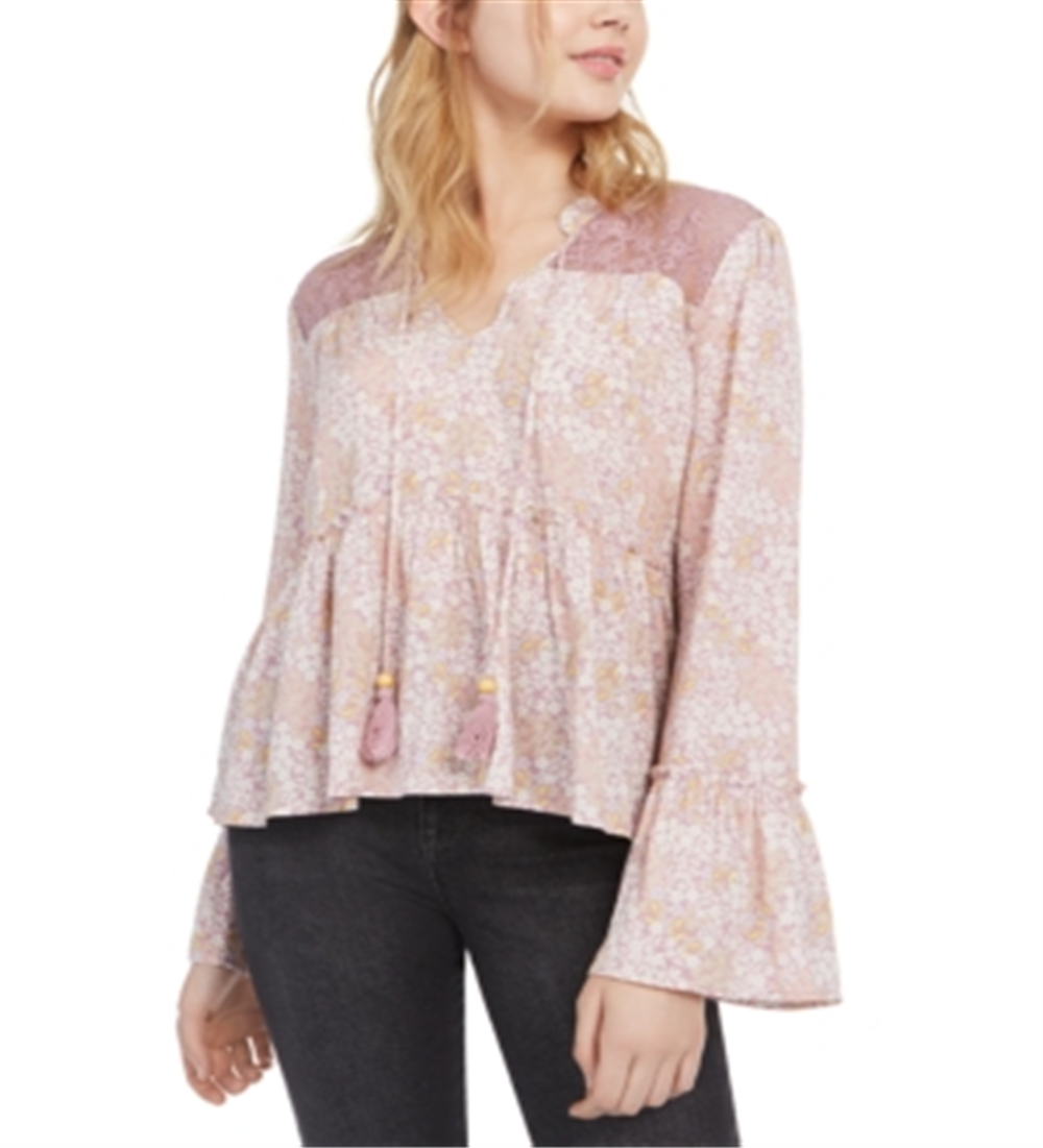 Gypsies and Moondust Women's Lace Floral Print Blouse Purple Size S